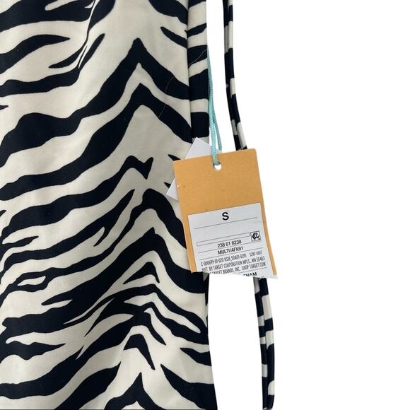 NWT Kona Sol Zebra Animal Print Lace-Up Back Soft Cups One Piece Swimsuit Size S - Picture 2 of 7